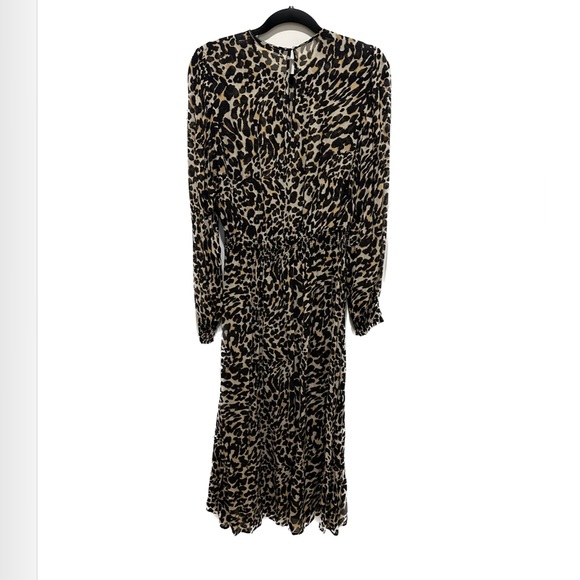 Zara Dresses & Skirts - Zara Leopard Sheer Dress Midi long sleeve